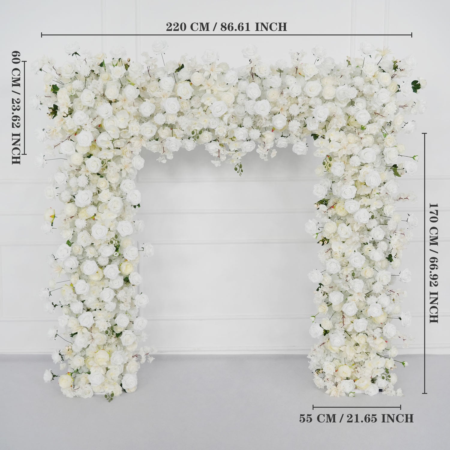 White Rose Flower Row Wedding Background Frame Arch